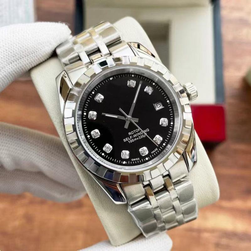 TUD Classic M22010 Men's Automatic Steel Watch with Serrated Bezel & Diamond Inlaid Plaid.