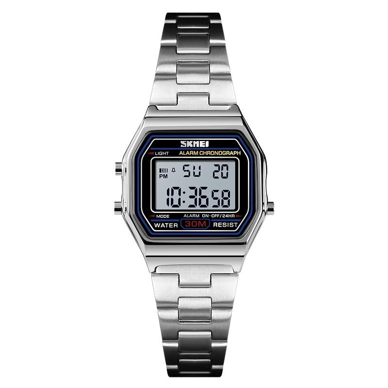 SKMEI 1415 Luxury Clock Sports Watch for Women Retro Digital Stainless Steel Electron Waterproof Wristwatches 1123 Relojes Mujer