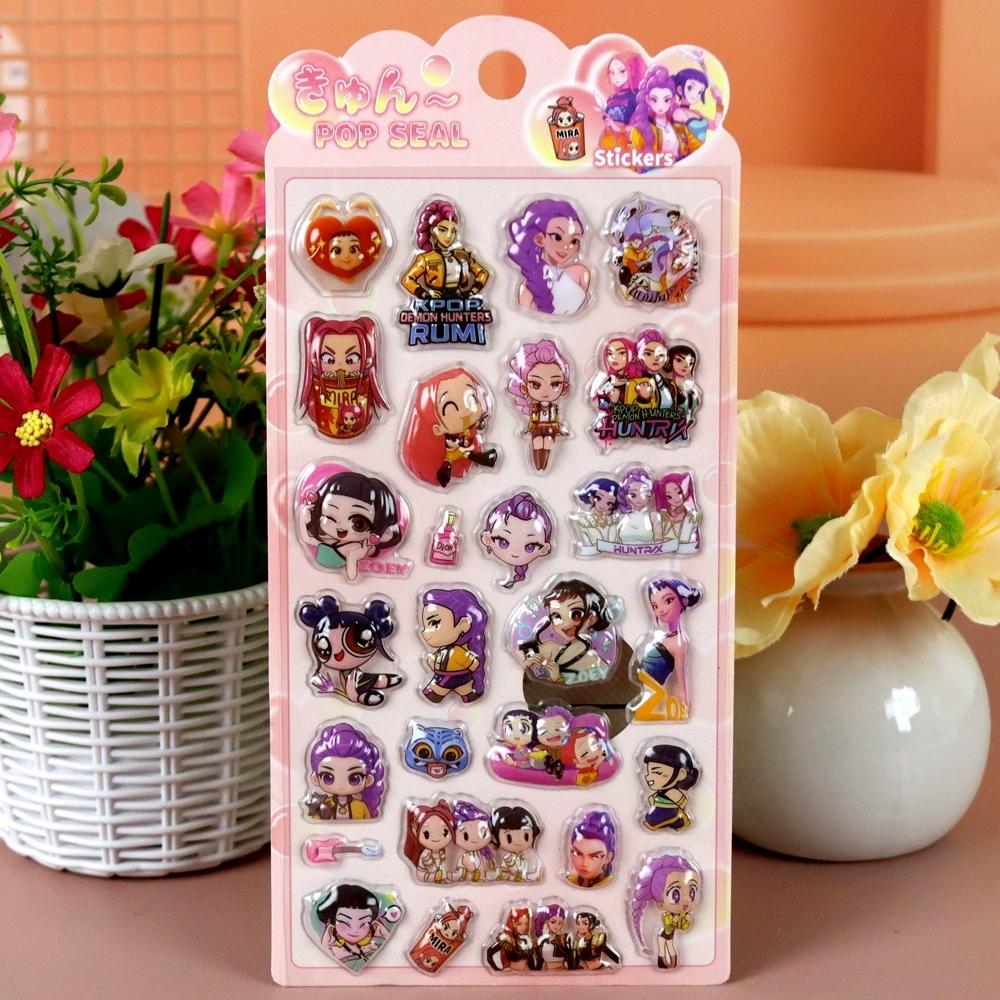 Cute Cartoon Kpop Witch Hunt Squad 3D Relief Stickers Kawaii Anime Bubble Decals  Phone Notebook Reward Sticker Toy Gift