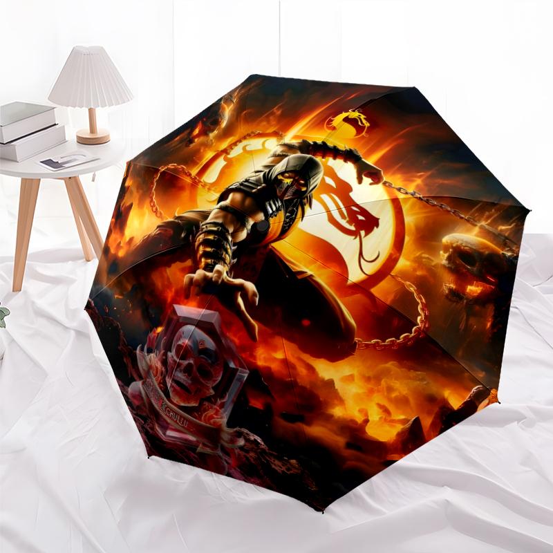 1pc M-mortal Kombat Umbrella, Sun Protection, And UV Shielding. It Has Eight Sturdy Ribs for Outdoor Use And Perfect As a Holiday Gift