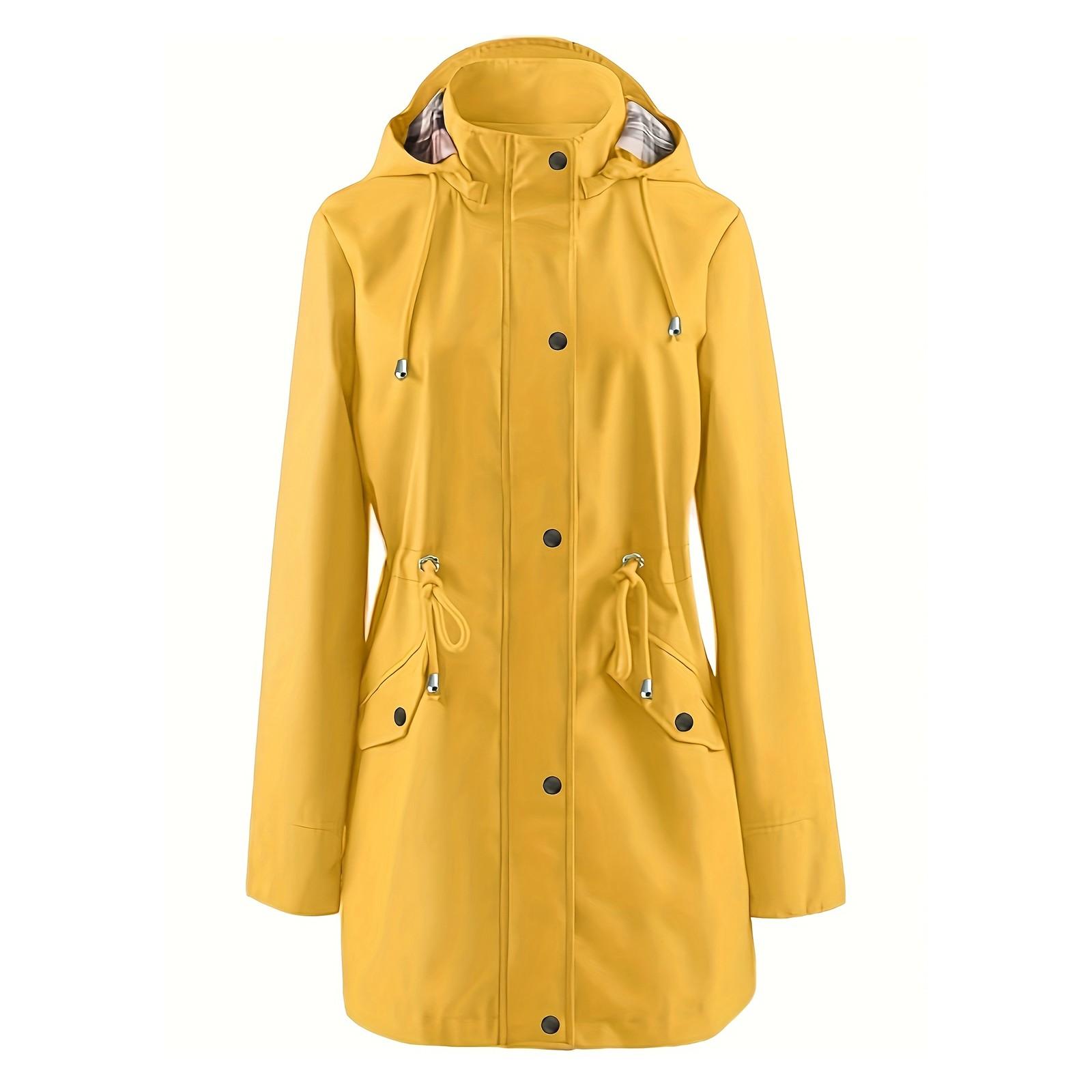 

Женский модный однотонный костюм для активного отдыха с капюшоном и карманами, с длинными рукавами, водонепроницаемая куртка XL жёлтый