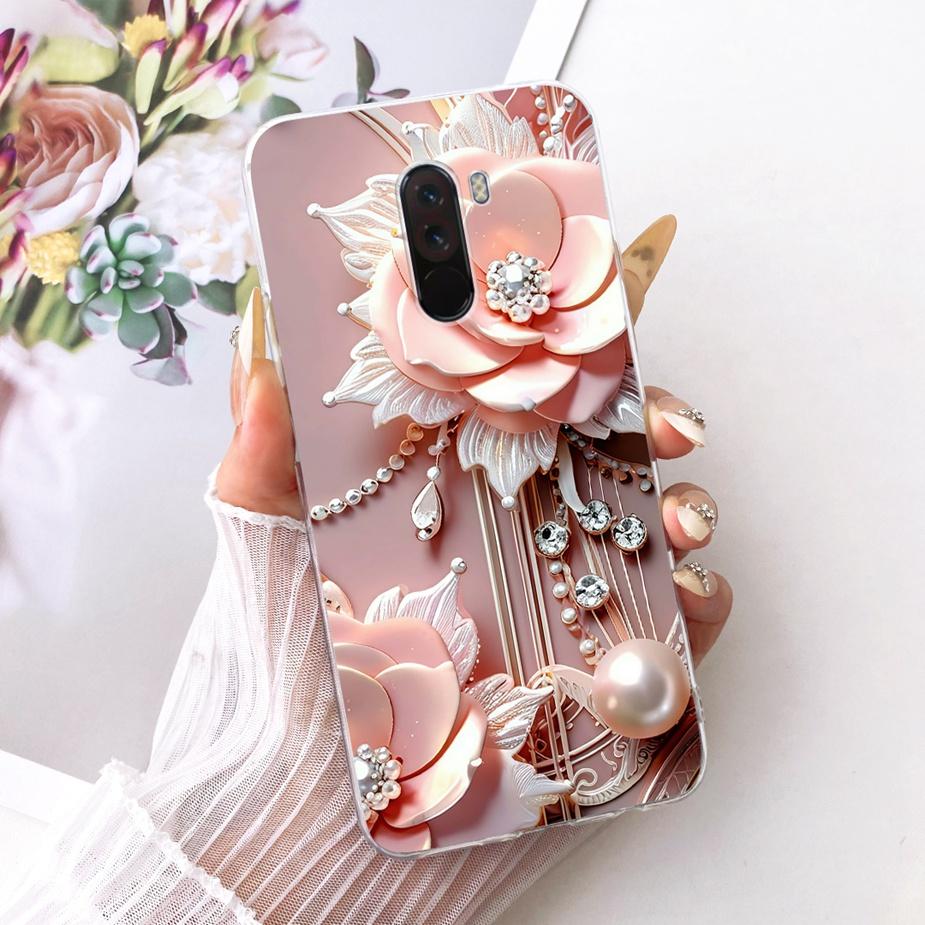 Para Xiaomi Pocophone F1 Funda Lujo Lazo Flores Pintadas Cubierta 6.18'' Suave TPU Funda para Teléfono Para Xiaomi Poco F1 PocoF1 Fundas Bumper