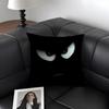 Black Emoticons Cool Cushion Cover Natural Linen Organic Fabric Double-Sided Printing Sofa Home Decor Gift Pillow Case