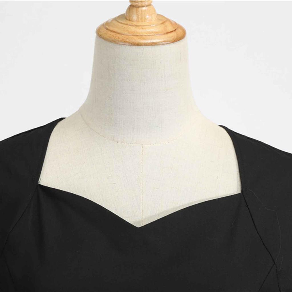 Women's Fashion Casual Slim Fit Solid Colour  Vintage Dress With Belt With Large Hem