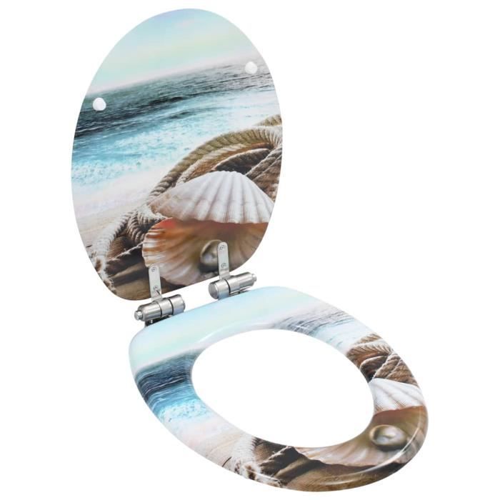 VidaXL Siège de toilette MDF Couvercle à fermeture en douceur Coquille