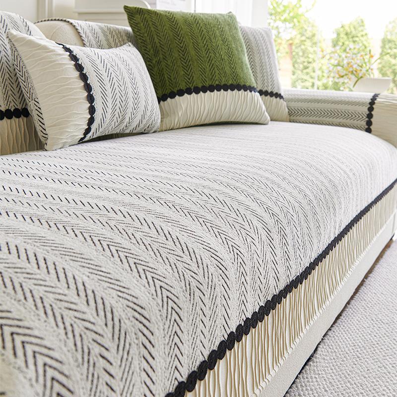 

French Splicing Chenille Sofa Cushion Four-Season Universal Non-Slip Seat Cushion Straight Row Cross-Border Simple Sofa Cover Cover Cloth 70*70cm