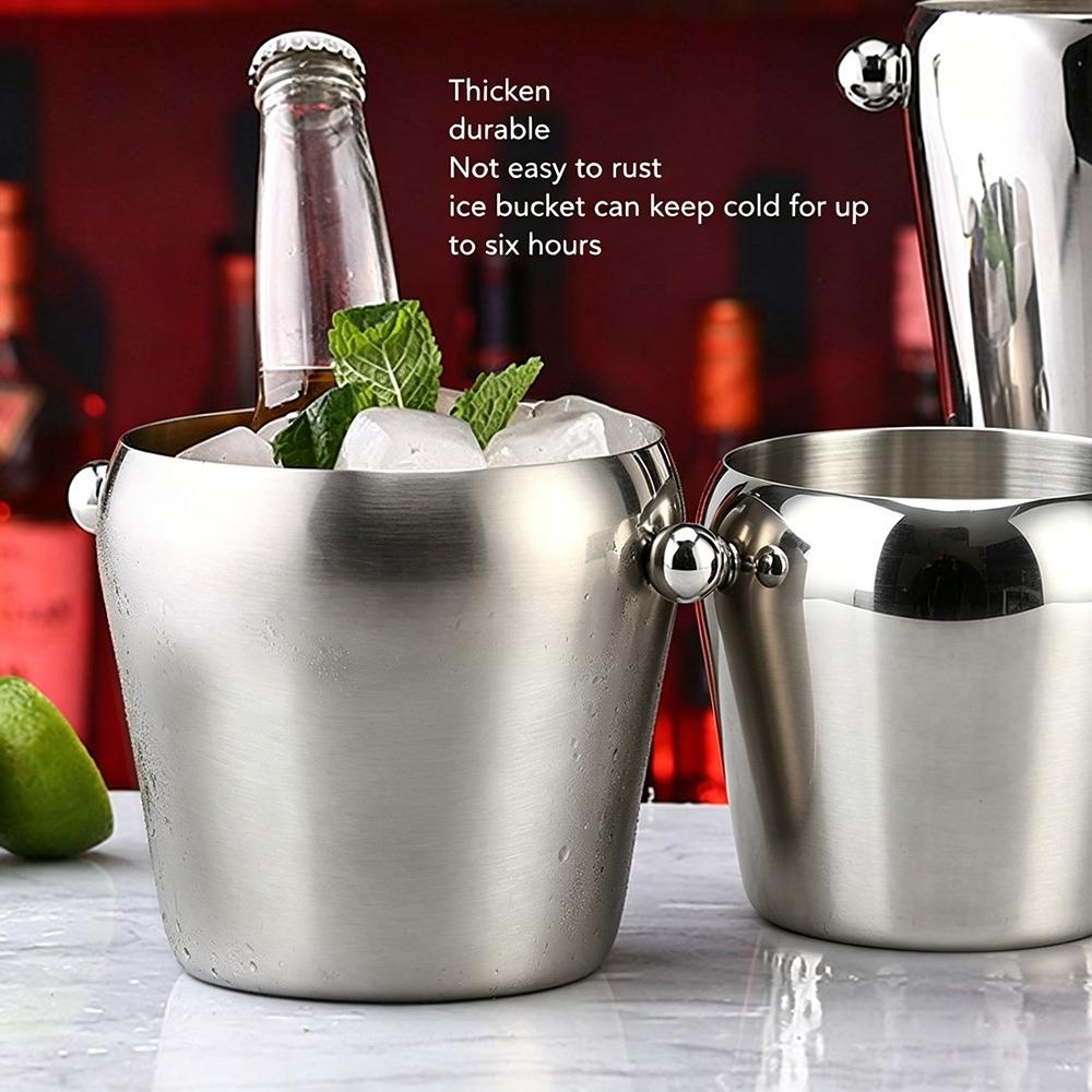 Stainless Steel Ice Bucket Rustproof Champagne Bucket Insulated Beverage Tub Parties 1L