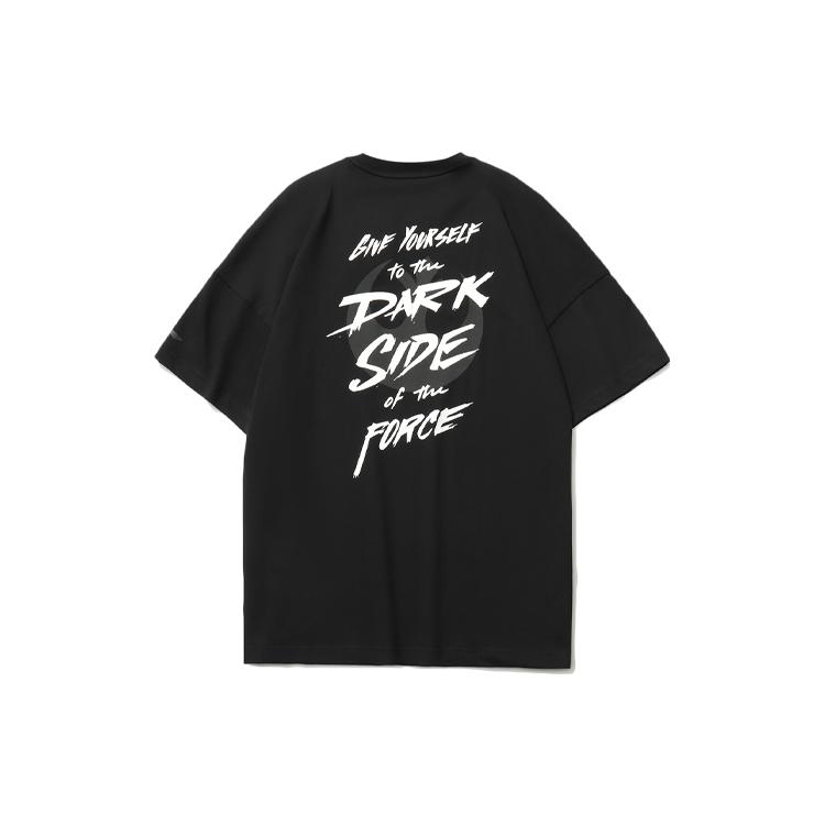 Li Ning T Shirts Men's Black Crew Neck Moderate Straight Fit AHSR407-4