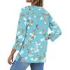 Ladies Casual Fashion V-neck Loose Versatile Floral Print Three-quarter Sleeves