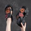 Zapatillas de cuero genuino a la moda con suela gruesa y punta abierta para exteriores, zapatos de plataforma para mujer