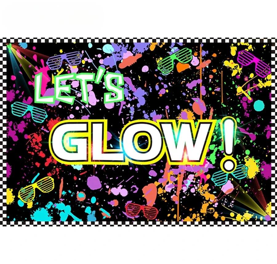 Splashing Graffiti Glow Wall Backdrop  HipHop Theme Happy Birthday Party Photography Background BannerTapestry