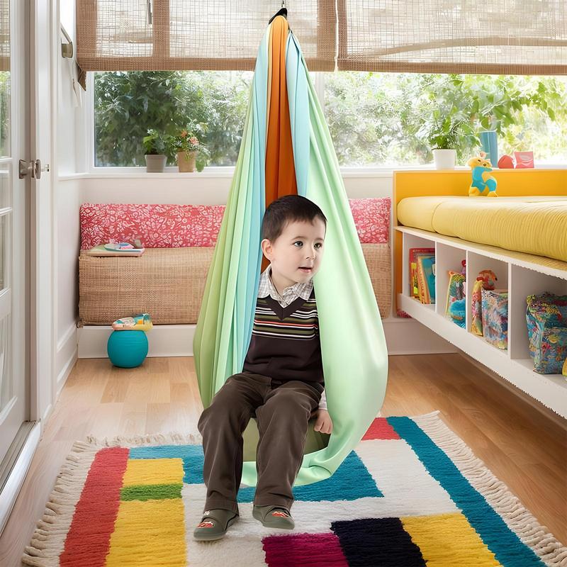 Sensory Swing Indoor Adult Sensory Swing Gradient Color Elastic Foldable Chair For Children Toddler Activities Bedroom Doorway