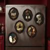 Dark Academia Home Accessories Halloween Wooden Refrigerator Magnet, Vintage Gothic Fridge Magnets, Oval Frame Decorative Metal Surface Magnets
