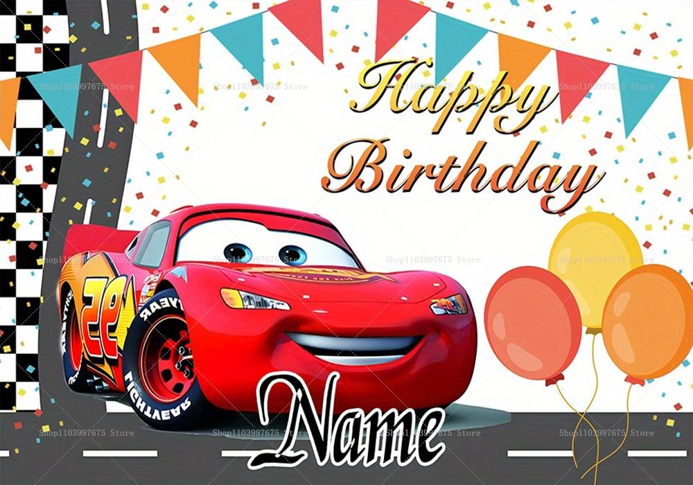 Customizable Disney Lightning McQueen backgrounds, children's birthday party decorations, photo background, baby shower banner, photo booth accessorie