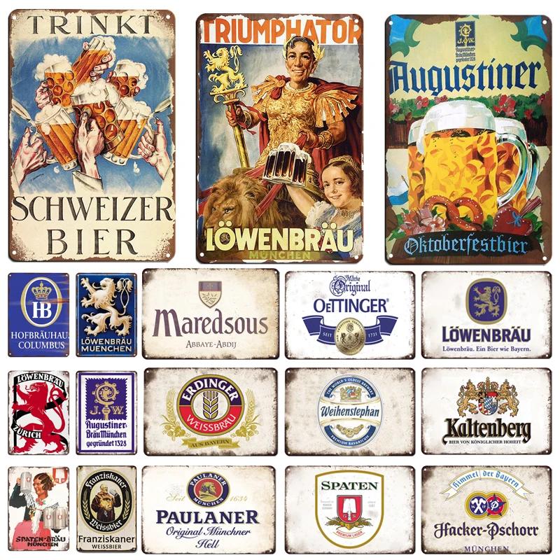 Retro Vintage Germany Paulaner Beer Tin Sign Decorative Plaque Plate Bar Pub Man Cave Kitchen Club Bar Wall Home Decor