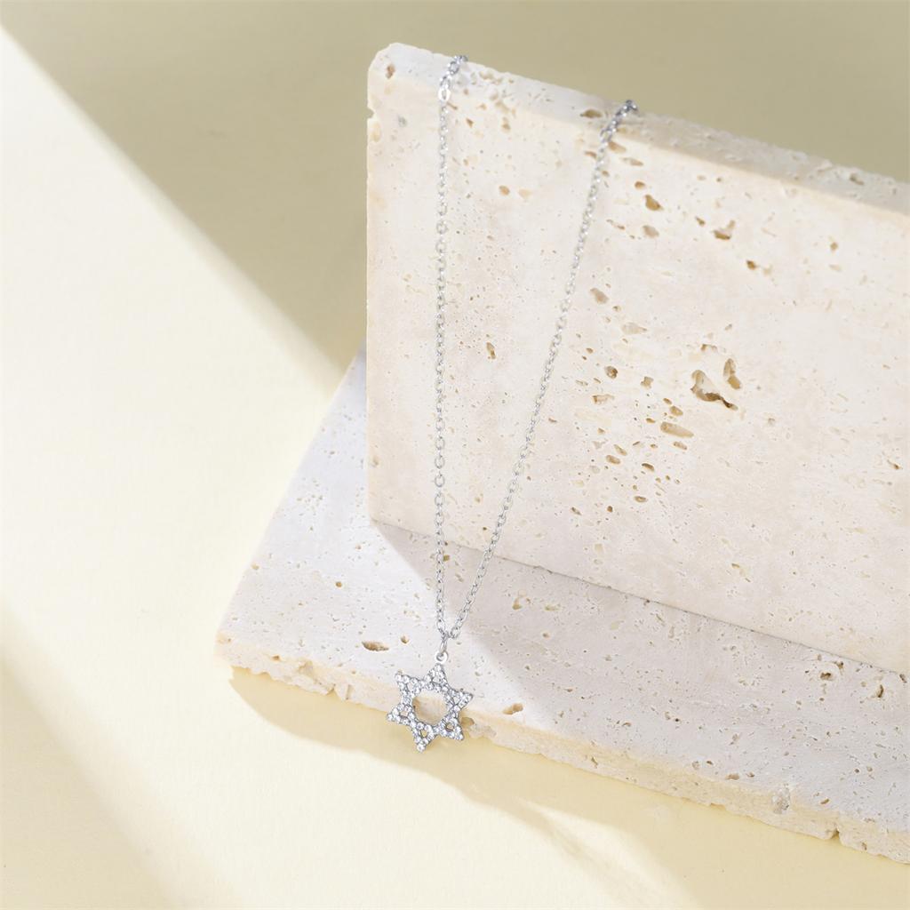  Classic Star of David Necklaces Stainless Steel Rhinestones Six-pointed star Necklace for Women Men Jewish Jewelry Gifts