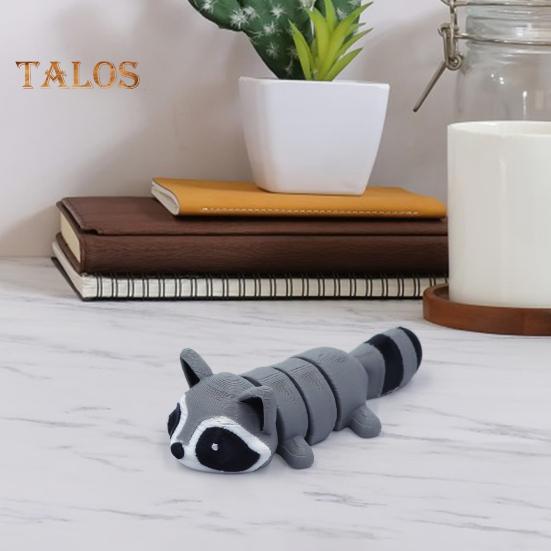 3D-gedrucktes Waschbär-Ornament, flexibles, bewegliches Waschbär-Spielzeug, Mini-Waschbär in der Mülltonne, für Tiersammler, Kindergeschenk