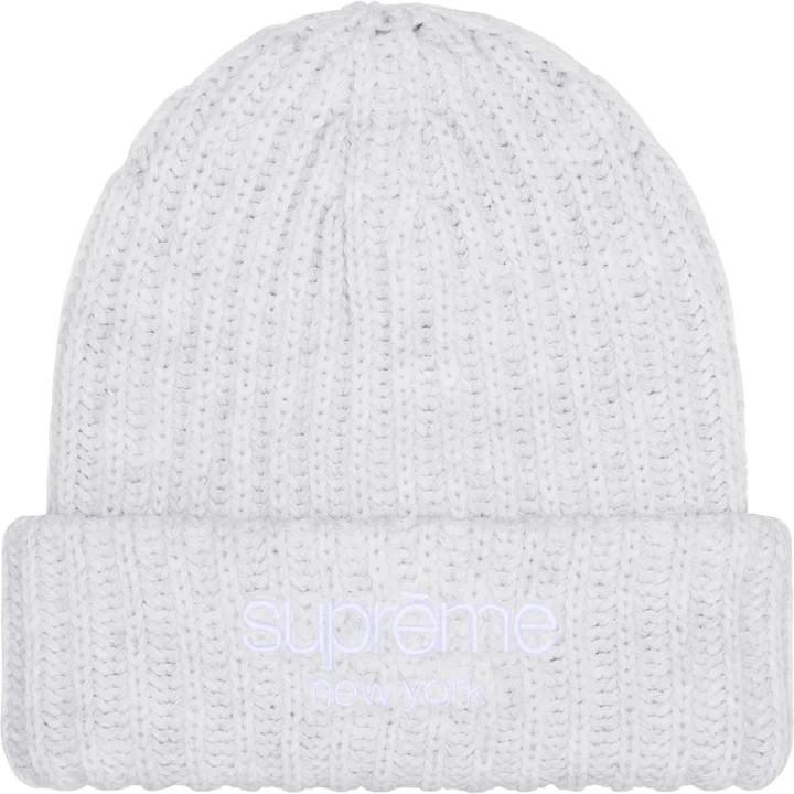 Supreme Chunky Rib Classic Logo Beanie Ash Grey One-Size