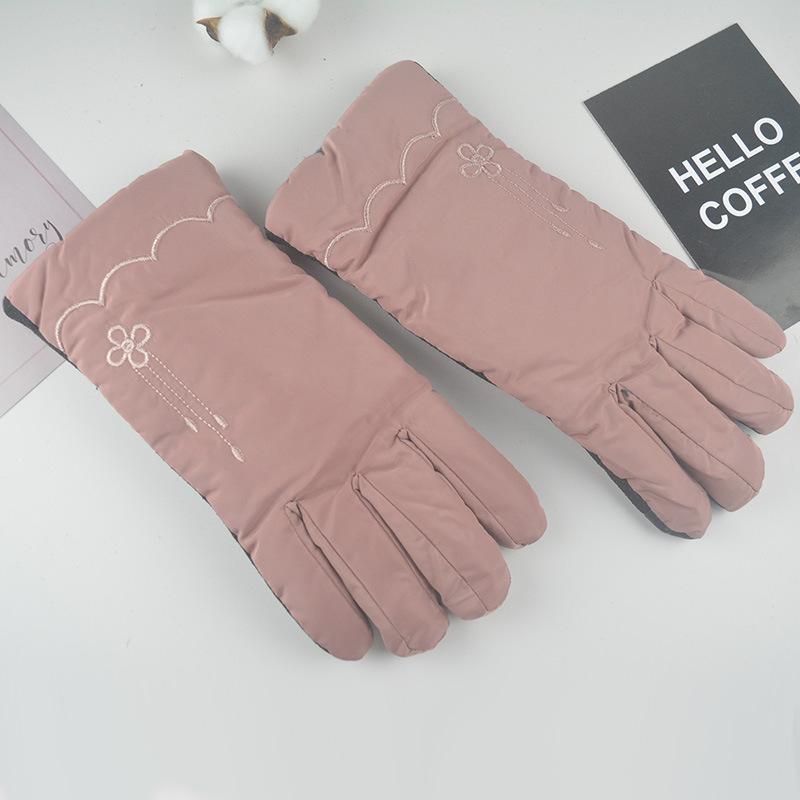 Autumn and winter women's new velvet thickened thermal gloves