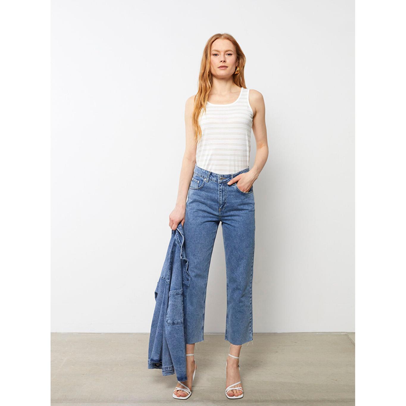 

Женские спортивные брюки LCW BASIC в полоску с U-образным вырезом, желтые