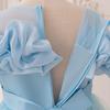 Girl's Pearl Embroidered Princess Dress 4-12 Years Old Fashion Off Shoulder Bubble Sleeve Mesh Dress Birthday Wedding Flower Girl