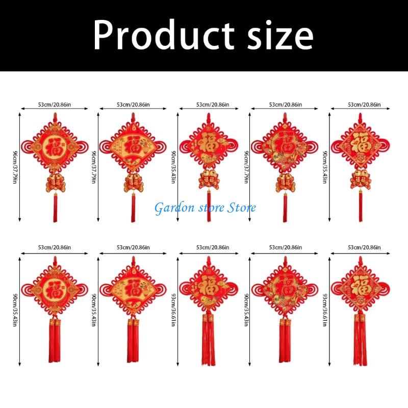 B0KB Samtiger Stoff Chinesischer Knoten Fu Zeichen Wandbehang Ornament für Tür Fenster Eingangsbereich Dekoration Festival Feier