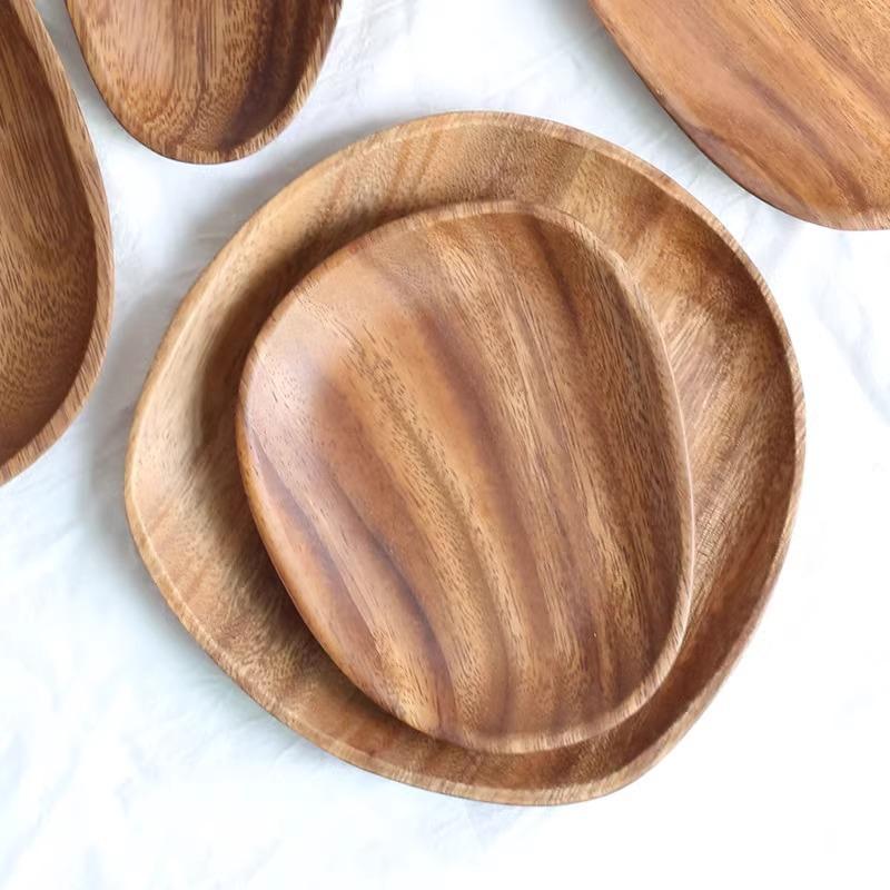 South American Walnut Melon Seeds Plate Japanese Solid Wood Snacks Fruit Dessert Tray Creative Acacia Wood Dessert Plate