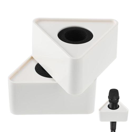 EXCEART Interview Microgo ABS Injection Molded Interview Microphone Station Microphone Flag Advertising Image Enhancement Portable Set of 2 (White Tri