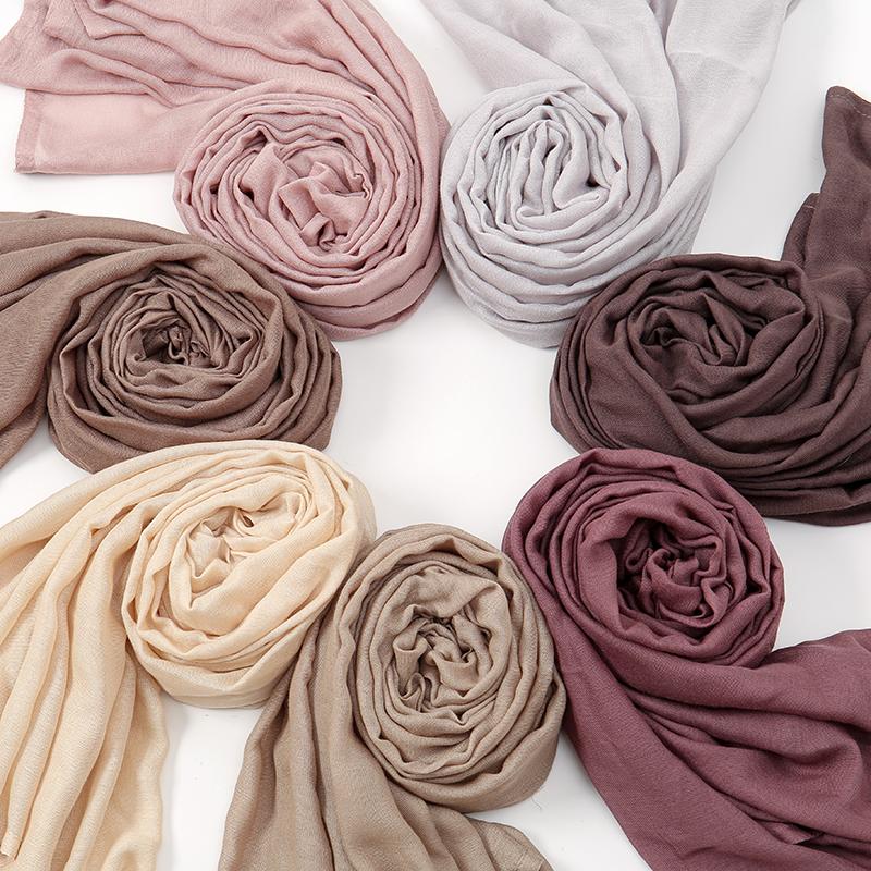Fashion Modal Hijab Rayon Cotton Shawls Muslim Hijabs  Women Plain Scarf Small Size Headscarf Islamic Turban Headband 170*70Cm