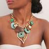 Statement Beaded Necklace with Big Heart Pendant for Woman GirlWedding Party Jewelry