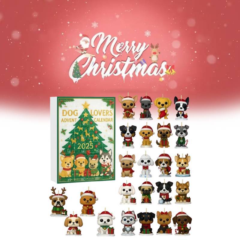 Christmas Dog Lover Advent Calendar With Acrylic Tree Ornaments For Holiday Celebration