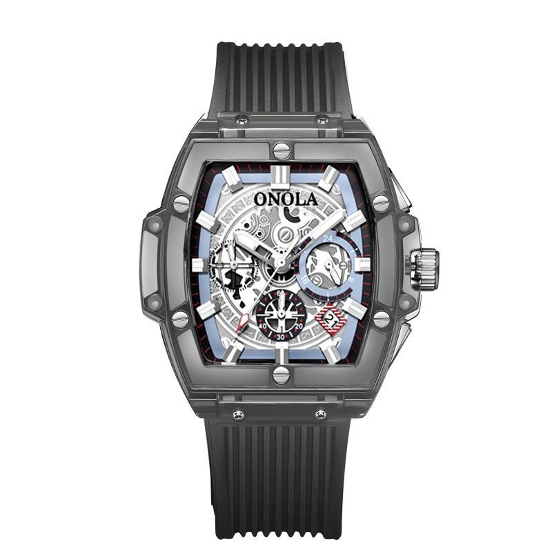 Custodia Trasparente Onola Orologio Quadrato Moda Luminoso Giovanile Studente Orologio da Uomo