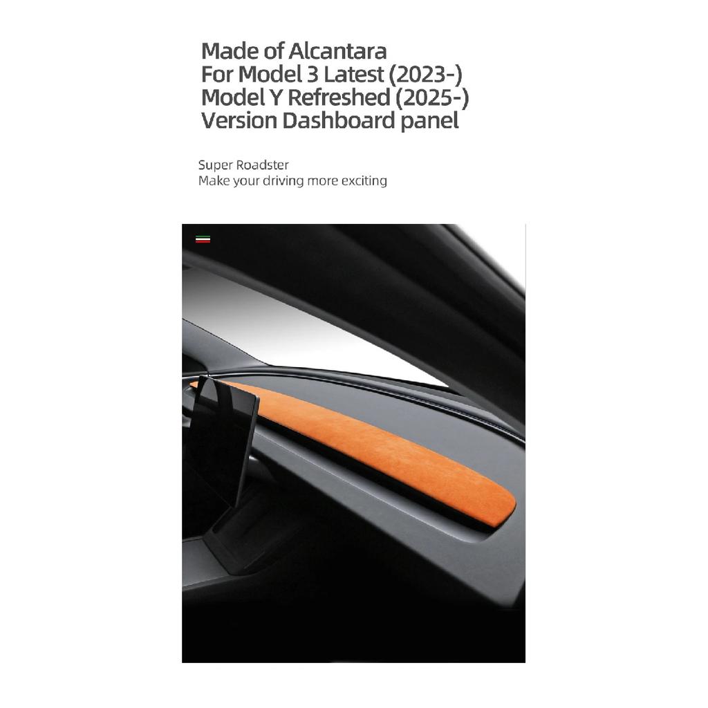 For Tesla Model Y Juniper 2025 2026- Made of Alcantara Dashboard Trim Door Panel Side Strip Sticker Car Interior Accessories