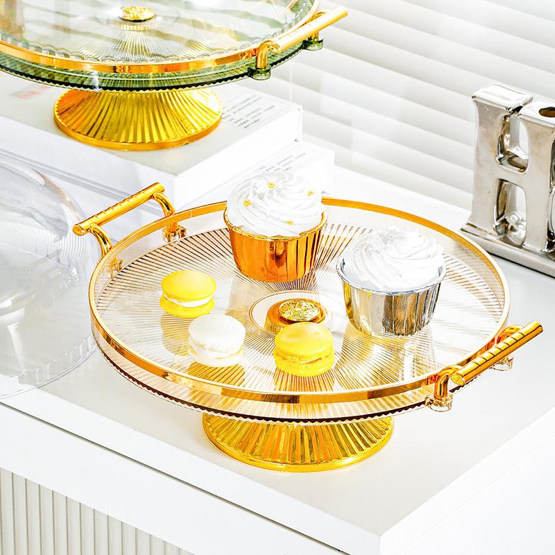 Home Living Room Cake Pan Fruit Pan Dessert Tray with Lid Candy Tray Plastic Creative Portable Tea Table Snack Tray