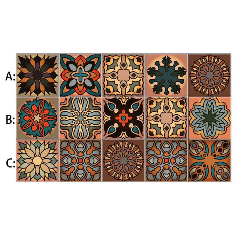 Moroccan Style Peel & Stick Self-adhesive Wall Tiles Vintage Colorful Waterproof Decals for Kitchen Bathroom Living Room Decor DIY Home Stickers