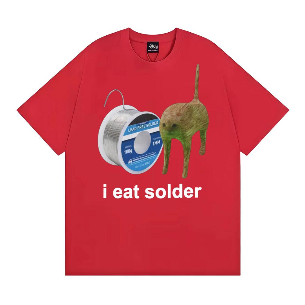 

I Eat Solder Cursed Funny Cat Meme T Shirt Unisex Women Fashion Casual Short Sleeve T Shirts Unisex Oversized 100 Cotton Tshirt Tops S