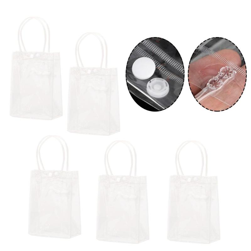 100PCS Reusable Clear PVC Plastic Tote Bag With Clear Handle Beautiful Gift Bag For Wedding Party Birthday Packaging Bags