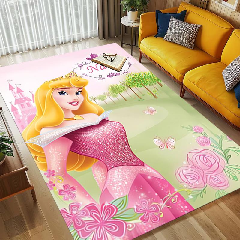 Personalized Name Princess Garden Living Room Non-Slip Area Rug Soft Carpet for Bedroom Kids Playroom Sofa,Office Home Decor Doormat
