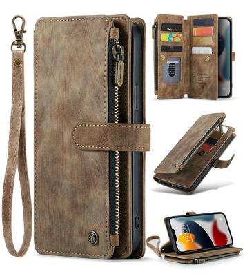 Zipper Wallet Case for Iphone 14 Pro Max 15 13 12 11 Mini X XS XR Max 7 8 Plus Leather Flip Card Phone Bag for iPhone 16 Cover