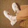 Krazing Pot Sheepskin Fashion Summer Spring Autumn Med Heels Metal Buckle Women  European Design Round Toe Pumps