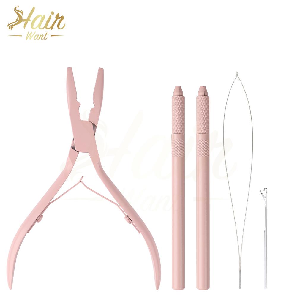 Hair Extension Tool Kit  Pliers for Feathers Extensions Loop Threader Pulling Hook Tools For Hair Salon