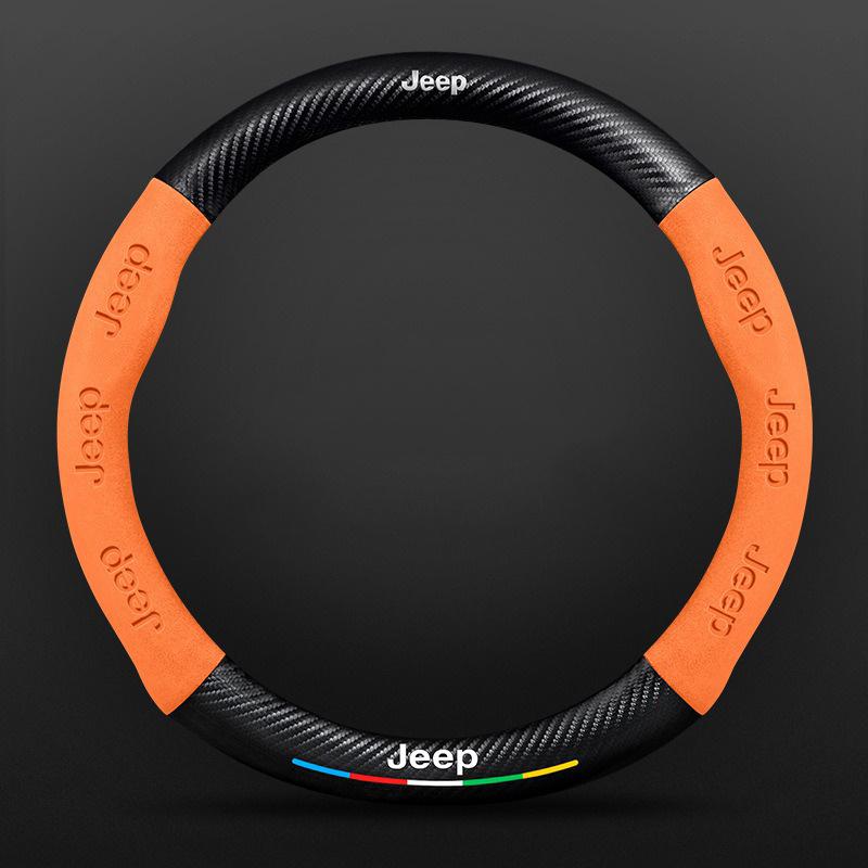 Car Steering Wheel Cover For Jeep Wrangler Patriot Commander Gladiator Renegade Grand Cherokee Compass Wagoneer Keychain