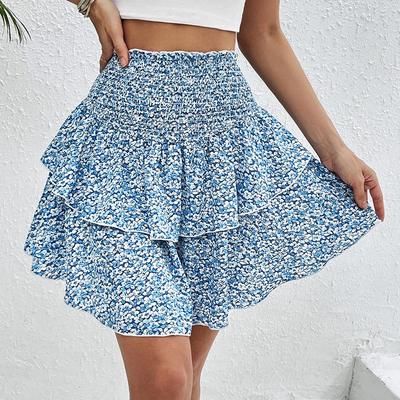 Summer Women's Elegant Range Slim Floral Short Half-body Skirt