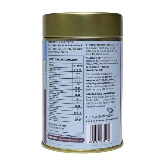 The Great Indian Spicery | Black Pepper Powder (Kaali Mirch Podwer) | 100gm Tin – 100% Pure & Natural, Farm Fresh, Non-Adulterated, Antioxidant-Rich