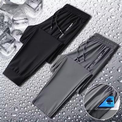 Pantalones de seda de hielo de verano para hombre, pantalones deportivos informales ultrafinos de secado rápido, pantalones sueltos y transpirables para adiestramiento al aire libre, pantalones deportivos