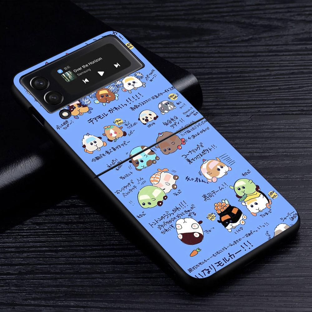 PUI PUI MOLCAR Cute Case for Samsung Galaxy Z Flip4 Flip3 5G PC Hard Cell Phone Shell Z Flip 4 3 Black Coque Zflip4 Zflip3 Cover
