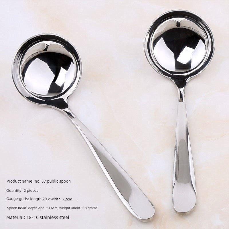 Household Soup Spoon 304J Stainless Steel Spoon Large Head Deepened Soup Spoon Dining Spoon Kitchen Soup Spoon Noodle Spoon