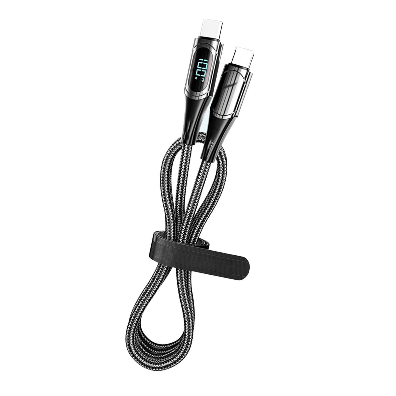 

Fast Charging Data Cable PD LED Digital Display USB Data Line for Notebook Tablet Phone 6.6ft Black чёрный