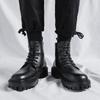 Klassische Herren High Top Stiefeletten Designer Marke Bequeme Dicke Sohle Freizeitschuhe Mann Lederstiefel Motorradstiefel Botas