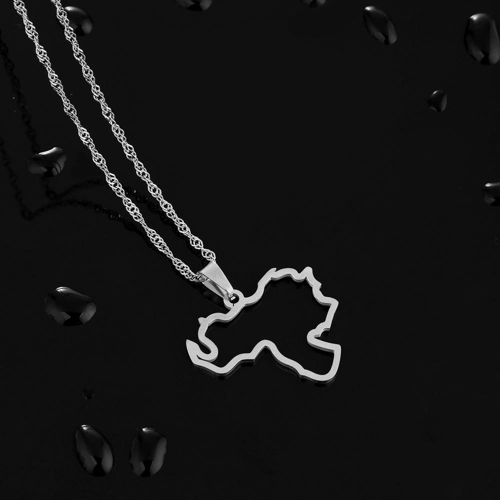 Unisex Elegant Venezuela Map Flag Pendant Necklace - Fashionable Stainless Steel Jewelry